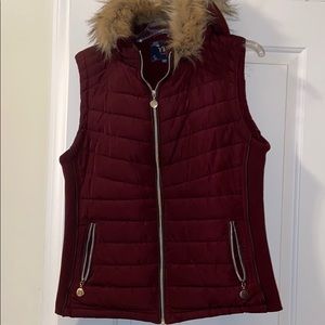 Wine color puffer vest